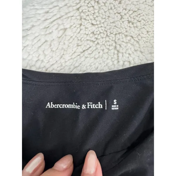 Abercrombie & Fitch Black Short Sleeve Bodysuit Size S Fitted Basic - Image 3