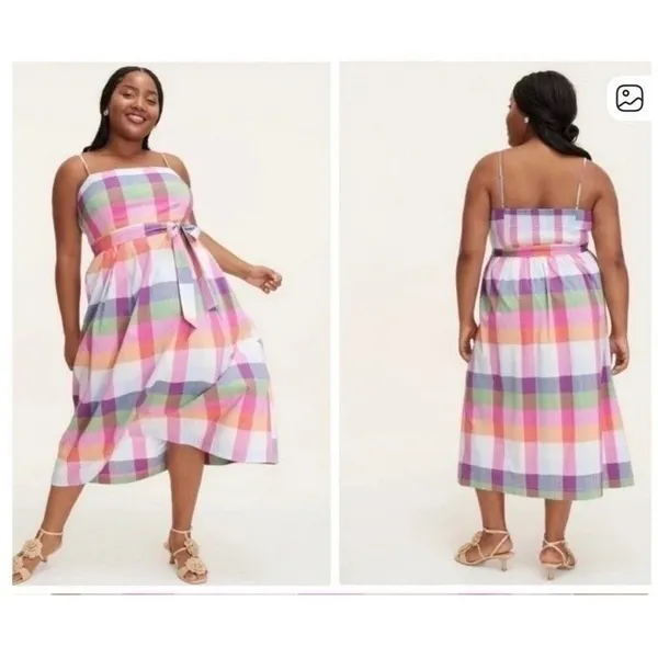 Kate Spade New York Target Plaid Midi Dress‎ XXS Multi Color Seersucker Pockets - Image 2
