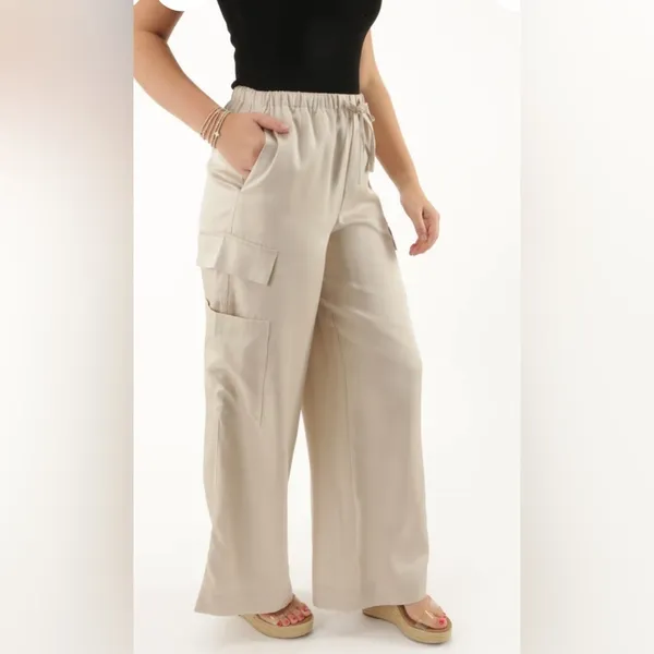Z Supply New with tabs khaki cargo pants Womens wide‎ leg pants Size Large - Image 2