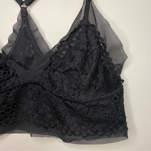 Aerie Mesh Lace Bralette, Black, Size M, EUC - Image 3