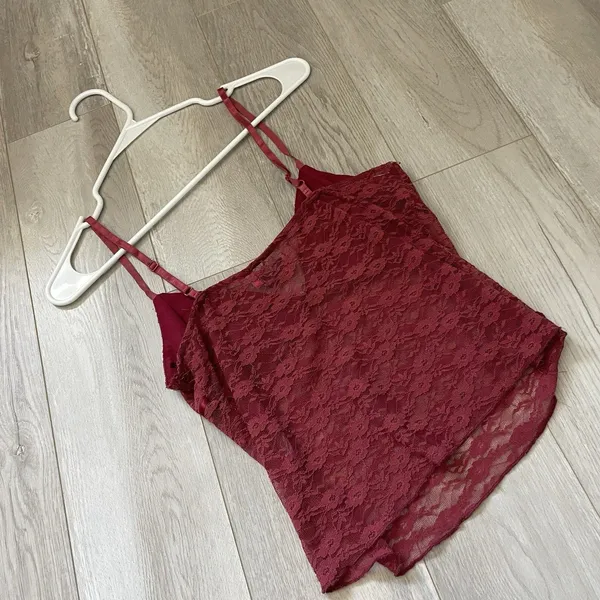 Edikted Lace Tank Top eira sheer crop womens Red (medium) y2k fairy festival - Image 6