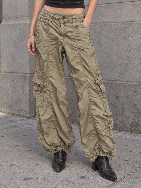 BDG Y2K Low Rise Baggy Cargo Pants Olive Khaki Size M - Image 2