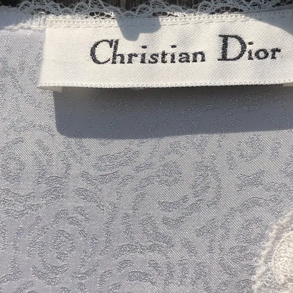 Vintage Christian Dior Lingerie Robe Light Blue Lace Small - Image 3