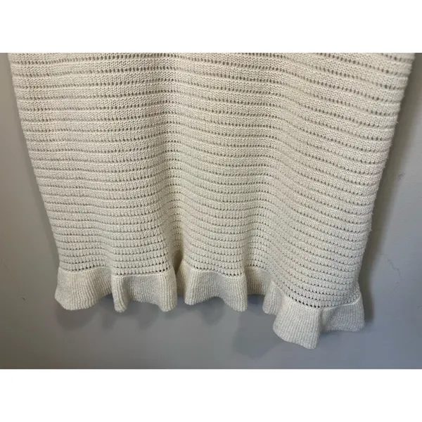 Anthropologie Ruffled Pointelle Knit Mini Dress in Ivory Womens S - Image 8