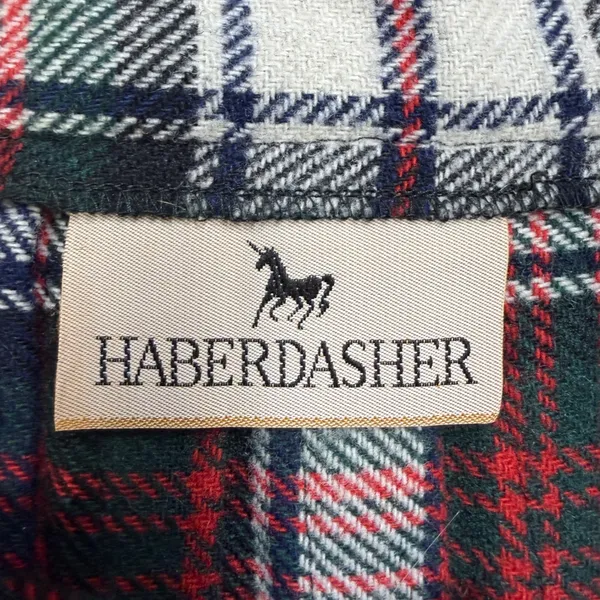 Haberdasher Tartan Plaid Wrap Skirt Sz XS Red Blue Dark Academia Preppy Kilt Pin - Image 4