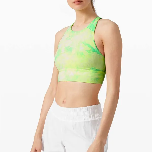 Lululemon Energy Bra High Neck Long Line Shibori Highlight Yellow Green 4 - Image 2