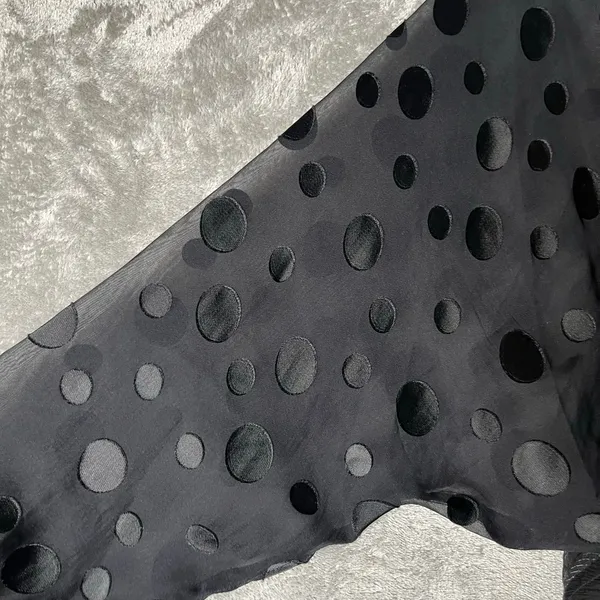 Tibi Black Silk Chiffon Dress Sheer Polka Dot Sleeves Tie Neck Size 2 XS‎ - Image 7