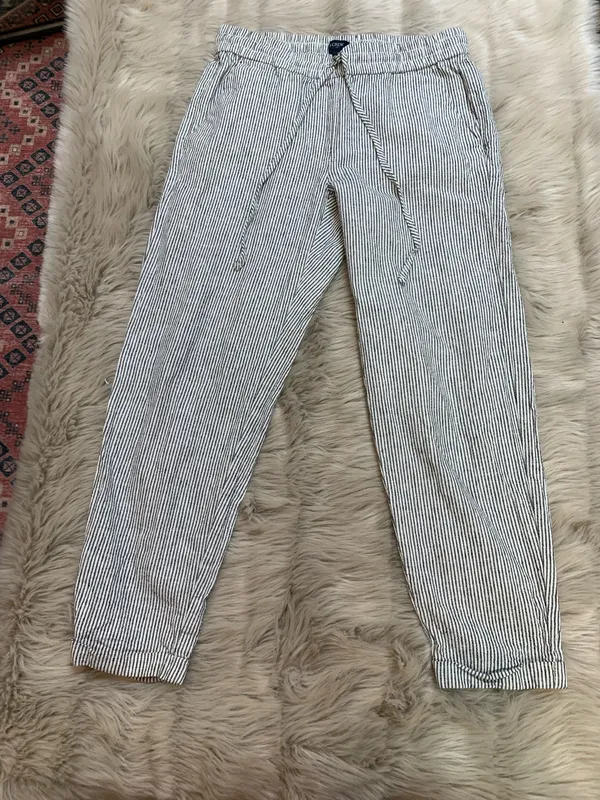 J.Crew Factory Striped Linen Cotton Blend Drawstring Pant Size 2 Pull On - Image 3