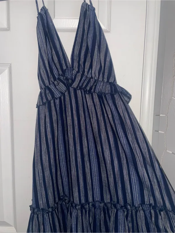 Lulu's Navy and Black Striped Halter Maxi Dress - Image 4