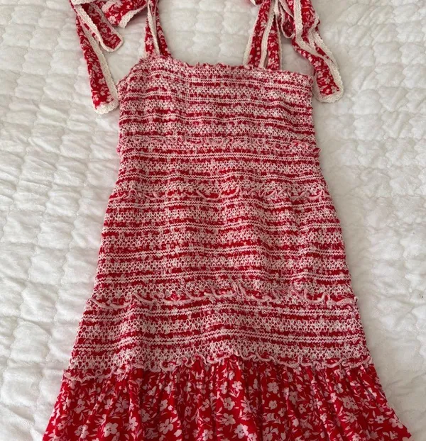 Olivaceous Red Smocked Dress - Image 3