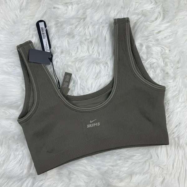 Nike Skims Ribbed Seamless Scoop Bra Dusty Oakmoss Dune Size Small - Image 6