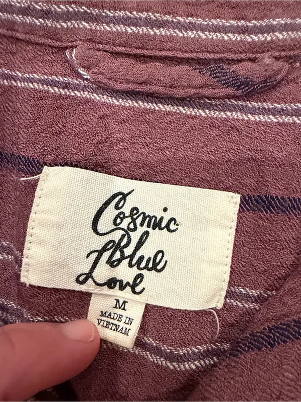 Cosmic Blue Love Mauve Striped Button-Front Top in Size Medium - C71-013 - Image 2