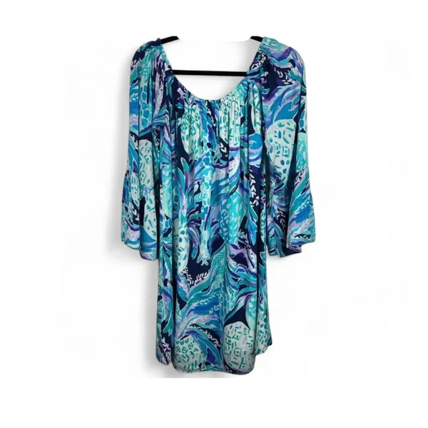 Lilly Pulitzer Women’s Off The Shoulder Navy Alotta Colada Mini Dress Size XXS - Image 3