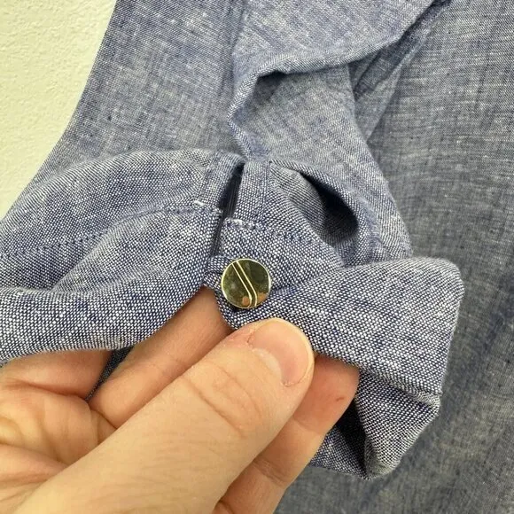 Jones New York Size L Linen V Neck Popover Tunic Blouse Coastal Casual‎ Classic - Image 2