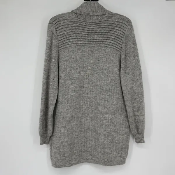 Inka Sur Alpaca‎ Wool Gray Open Front Cardigan Sweater Shawl Collar Made in Peru - Image 2