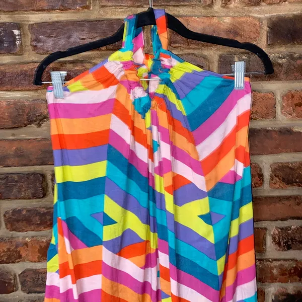 NWT South Moon Under Juniper Blu Rainbow Striped Maxi Dress Women's Size Small - Image 4