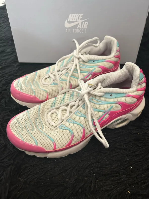 NIKE air max plus GS multicolored lace up shoes sneakers women’s 8.5=7Y preowned - Image 7