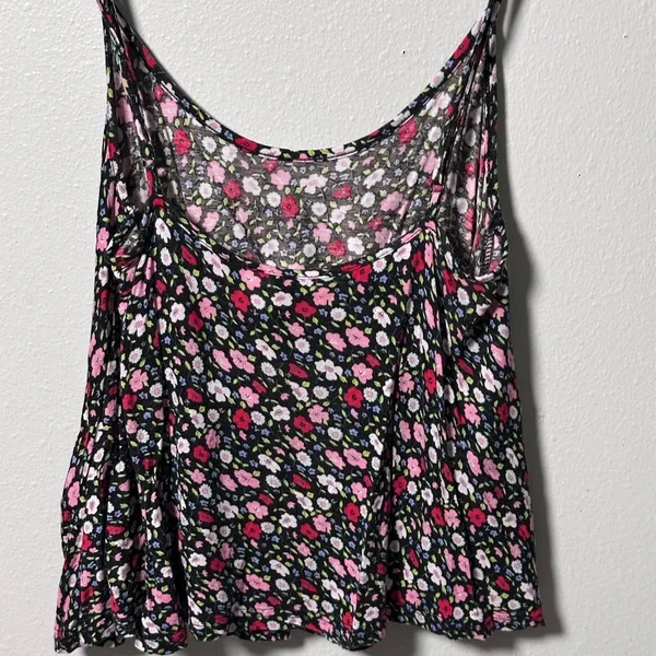 Divided by H&M Women Floral Black Top Spaghetti‎ strap size 6 - Image 5