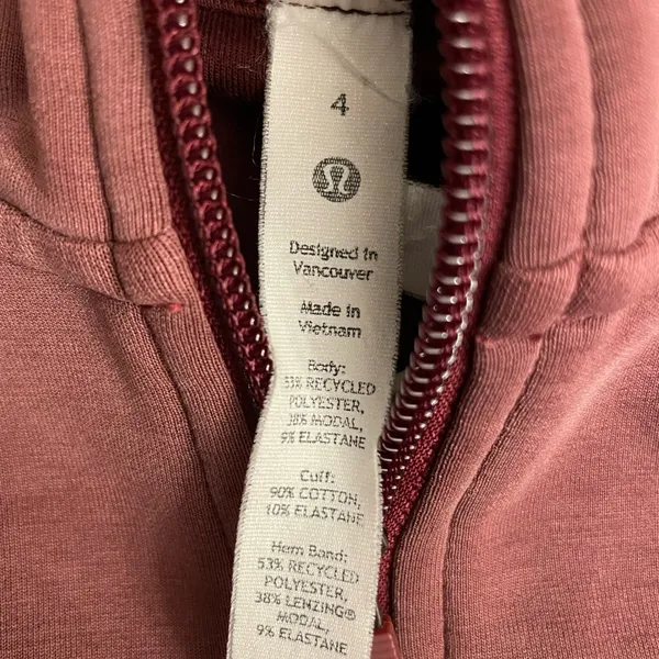 Lululemon Brushed Softstreme‎ Funnel Neck Full Zip Red Merlot - Image 5