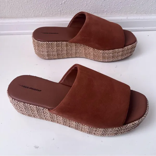 FREE PEOPLE HARBOR RAFFIA FLATFORM SANDALS Size 10 - Image 3