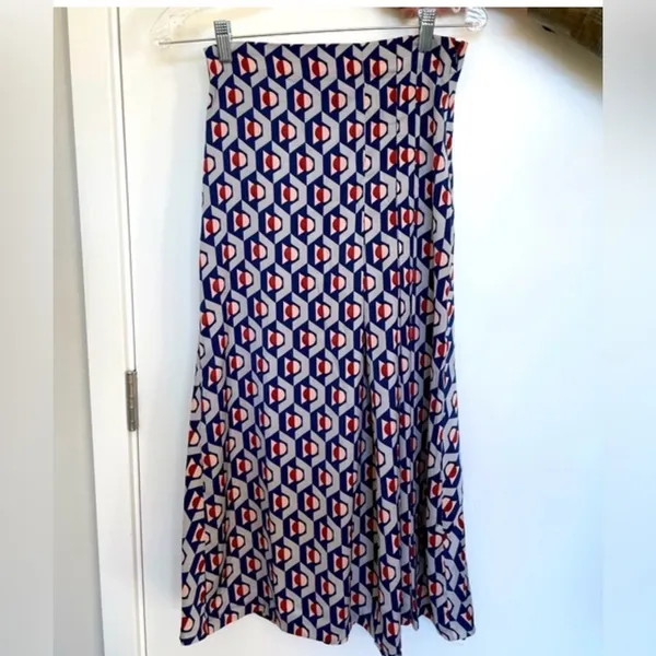 Zara Geometric Blue Patterned Women's Midi Skirt - Image 2