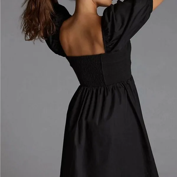 EUC Anthropologie Maeve Puff Sleeve Sweetheart Mini Dress Black Size XS - Image 2