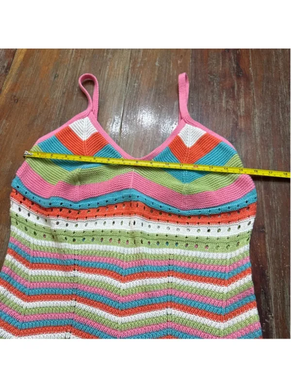 Crave Fame XL Rainbow Chevron Crochet Knit Mini Dress - Image 7
