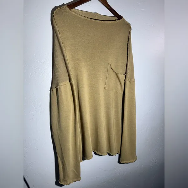 We The Free Oversized Tan/Khaki Tunic Textured Sweater Size Large‎ - Image 4
