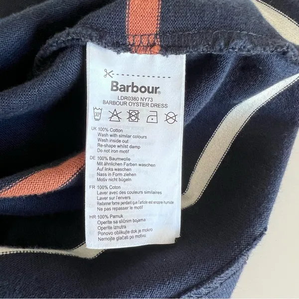 Barbour‎ Women's Oyster Stripe Cotton Knit Midi Dress Navy - Image 7