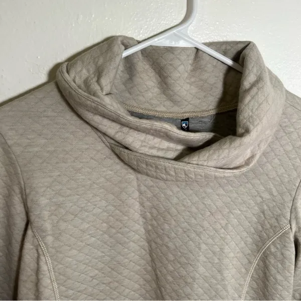 Kuhl Women's Size Medium Athena‎ Pullover Dove Beige Cowl Neck Quilted Pockets - Image 8