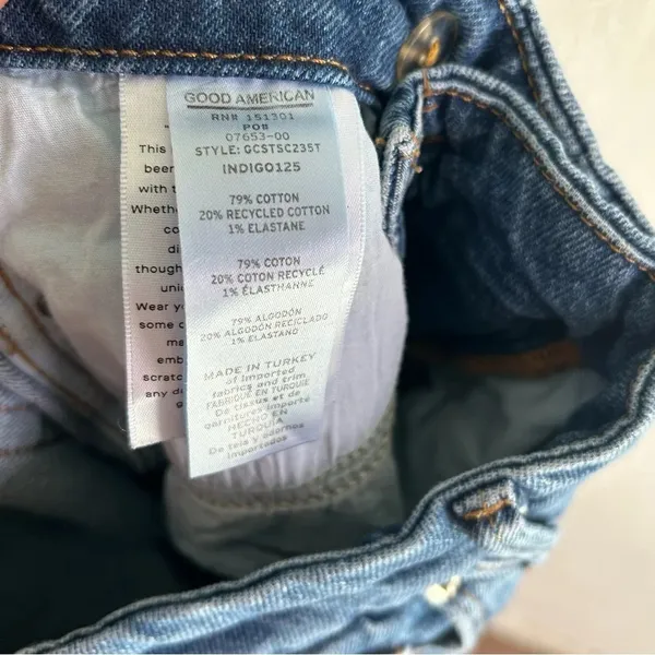 Good American Good Curve Crossover Straight Chewed Raw Hem Jeans Sz 27 - Image 7
