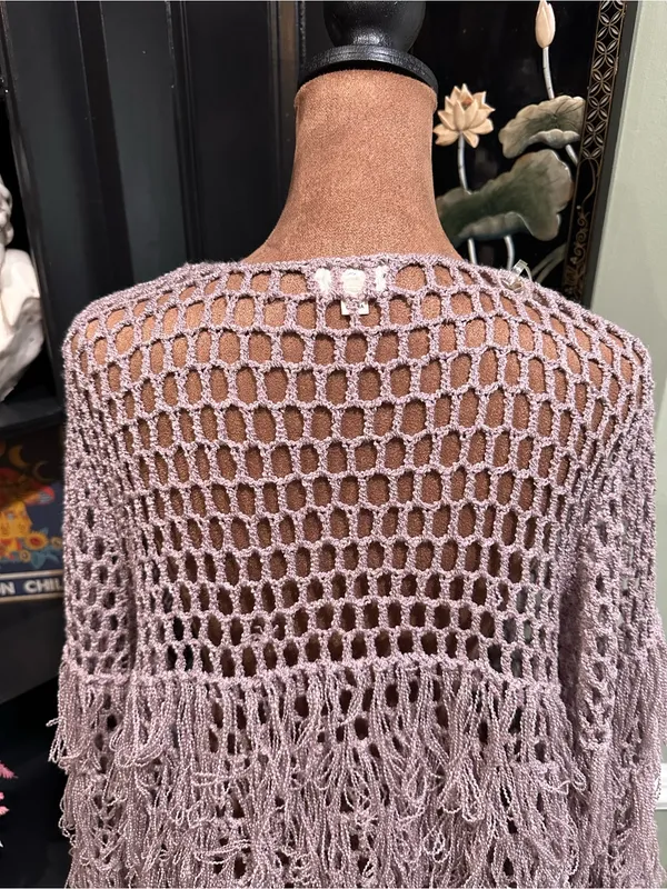 POL Lavender Fishnet Fringe Cardigan – Size Small (Fits S–L) - Image 8