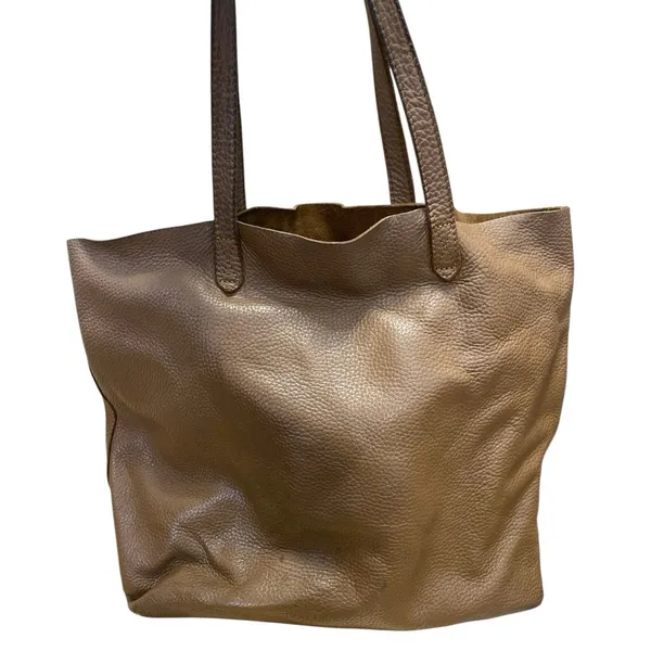 ACS CUYANA Brown Vegan Leather Slouchy Textured Shoulder Straps Tote Handbag OS - Image 2