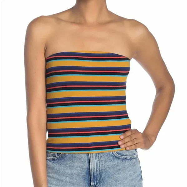 Cotton On Riley Stripe Inca Gold Everyday Tube Top Strapless Size XS NWT - Image 2