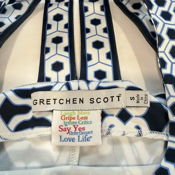 Gretchen Scott Navy Blue Strappy Sleeveless Isosceles Geometric Dress‎ SMALL - Image 10