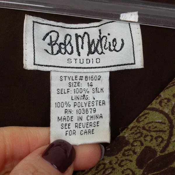 Bob Mackie Womens Art To Wear Silk V Neck Sequin Top‎ Size 14 3/4 Sleeve Office - Image 4