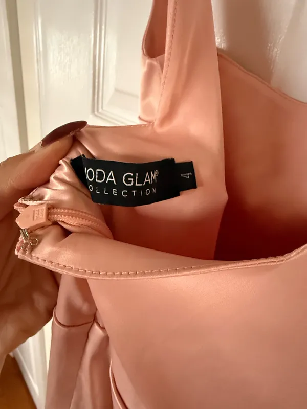 Pink Bridesmaid Oversized Bow Gown Petal Pink Maxi Dress Moda Glam - Image 7