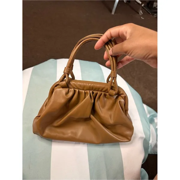 Women's Tan Gathered Top-Handle Bag - Image 2