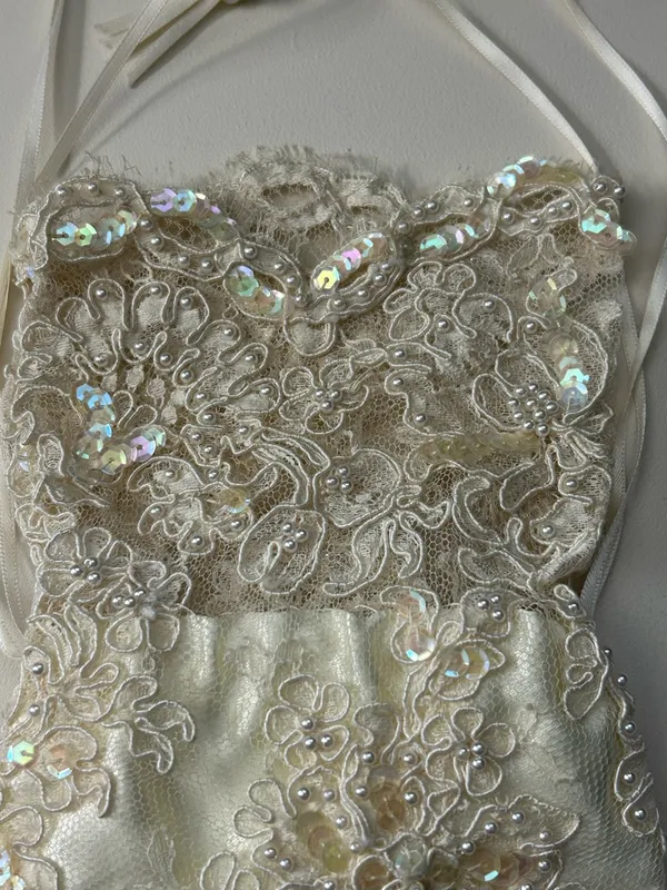 Sherry Et Cie Embellished Ivory Beaded Lace Drawstring Wedding Money Party Bag - Image 7