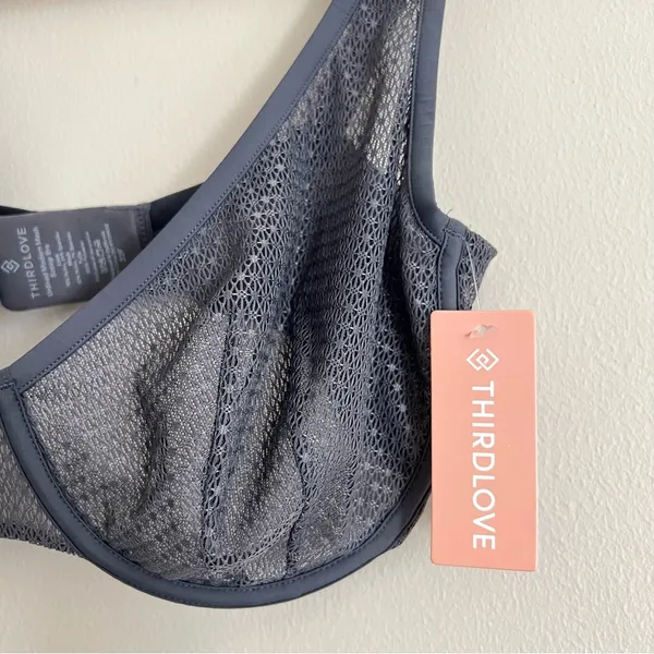 NWT ThirdLove Unlined Modern Mesh Scoop Bra in Gray Size 32F/32DDD Underwire - Image 6