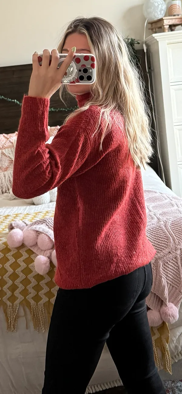 EXPRESS Reddish/orange Mock Neck Sweater  - Image 4