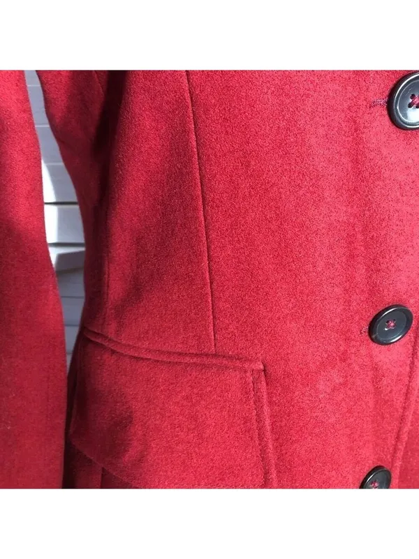 Banana Republic Wool Blend Pea Coat Red Burgundy Extra Small - Image 6