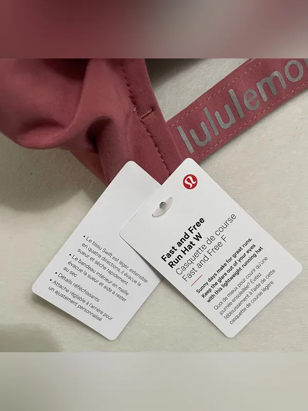 Lululemon NWT Fast & Free Hat Women's Pink Adjustable Baseball Cap Wordmark - Image 10