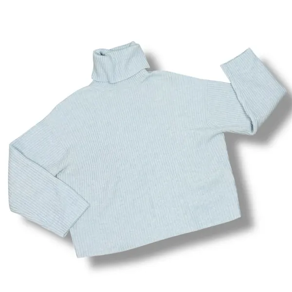 H&M Oversized Ribbed Cowl Neck Sweater Powder Blue Medium‎ - Image 12