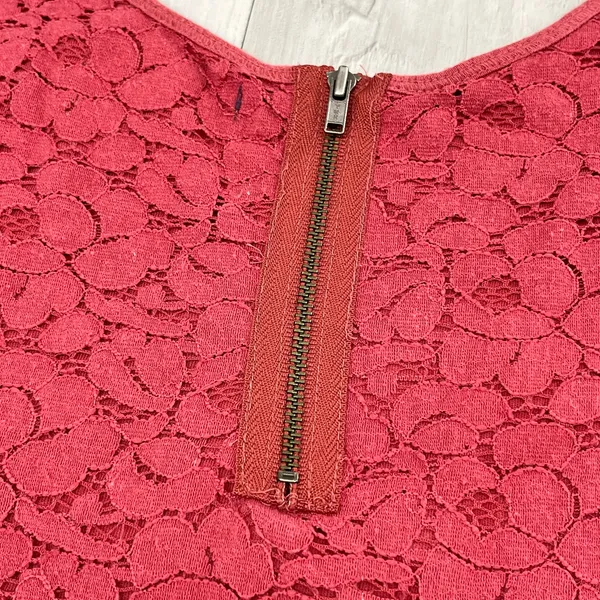 American Eagle Pink Floral Lace Tank Top L Boho Romantic Back Zip Festival Y2K - Image 4