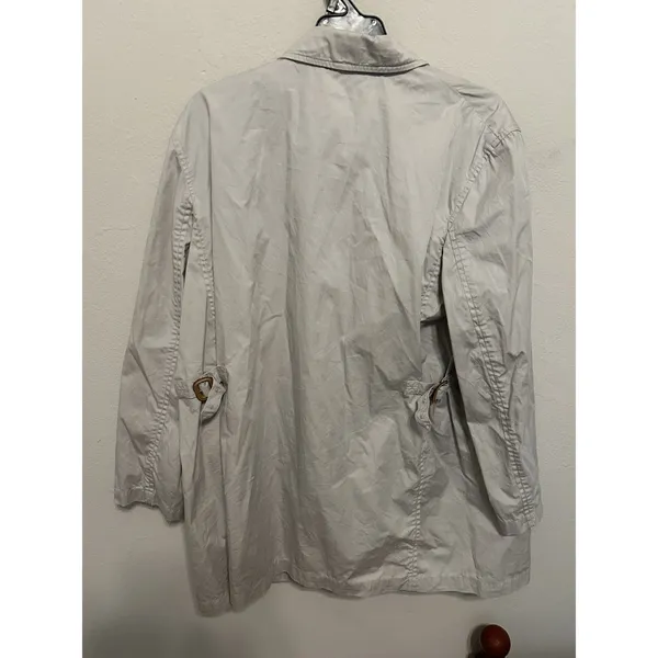 Lauren Ralph Lauren Cream Trench Coat Jacket Size Large Chic Minimalist Staple - Image 2