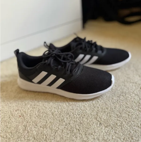 Nike Cloudfoam Women’s Adidas Pure Black Low-Top Running Sneakers 7 - Image 2
