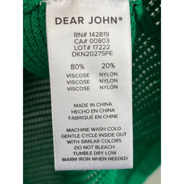 Dear‎ John Willa Top Sz S Green Knit V Neck Sleeveless Tank Summer Casual - Image 3
