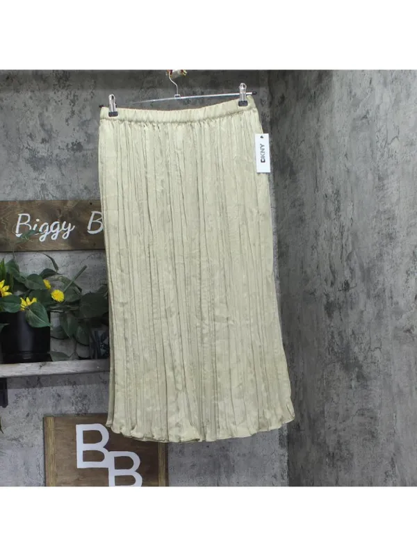 NWT DKNY Womens Crushed Crease Woven Midi Skirt P5DNSB53 Pale Moss Brown Green M - Image 7