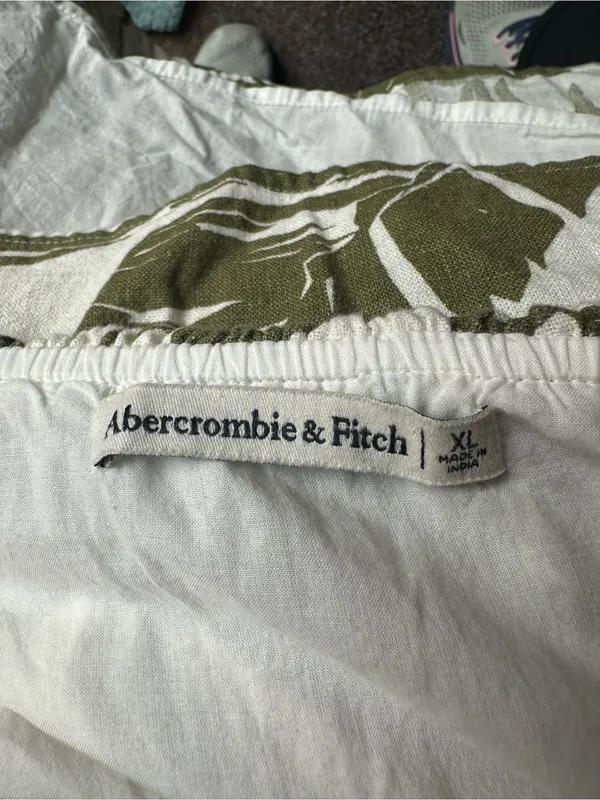 Abercrombie & Fitch Dress Womens XL Green Linen Tropical Leaf Palm Sundress - Image 4